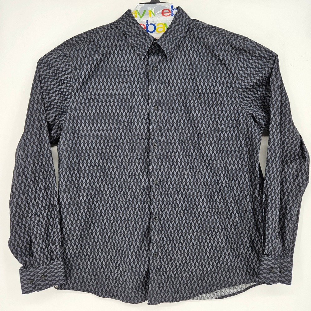 Rank 45 Shirt Mens Large Black Button Down Long Sleeve Casual‎ Western